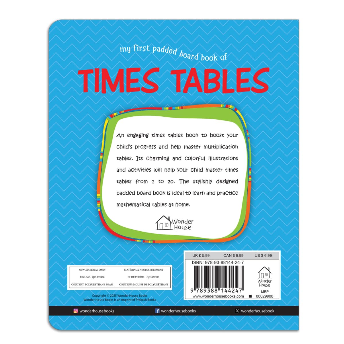 My First Padded Board Book of Times Table – Multiplication Tables from 1 to 20: Brightly Illustrated Math Learning Book for Kids | Helps Build Strong Foundation in Numbers & Arithmetic | Durable Educational Book for Ages 6–8 Years - Retail Maharaj