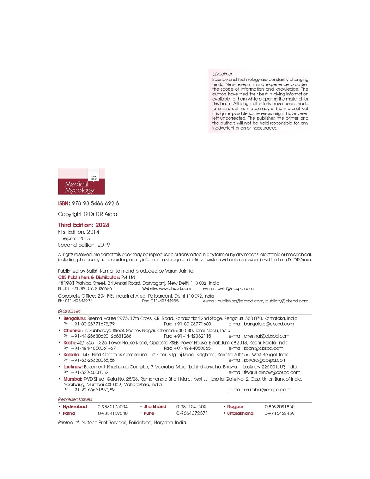 Medical Mycology 3Ed (Pb 2024) - Retail Maharaj