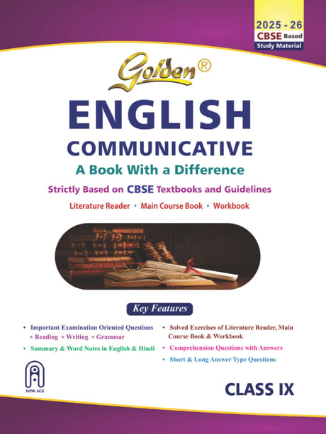 Golden English Communicative: Based on New CBSE Textbooks For CBSE 2026 Board Exams, includes Objective Type Question Bank-Class 9 - Reference Book - Retail Maharaj