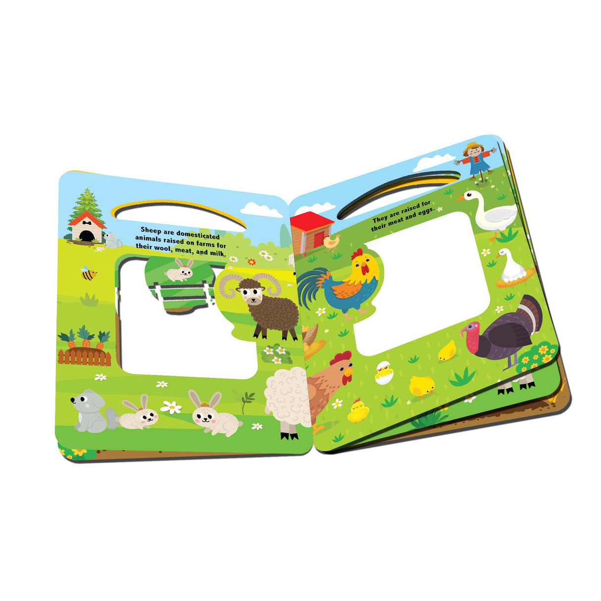 At the Farm Die Cut Window Board Book for Kids Age 3+ | Early Learning Picture Book with Die-Cut Shapes, Bright Illustrations & Fun Farm Animal Facts | Durable & Easy-to-Turn Pages - Retail Maharaj