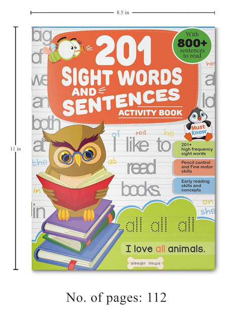 201 Sight Words and Sentences: Activity Book for Children | 800+ Sentences to Read and Practice | Ages 5–8 | 5+ Hours of Learning and Fun - Retail Maharaj