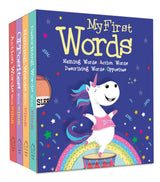 My First Words – Box Set of 4 Board Books: Naming Words, Action Words, Describing Words & Opposite Words | Brightly Illustrated Vocabulary Builder for Babies, Toddlers & Preschoolers | Early Learning Board Books | Ages 0–5 Years - Retail Maharaj