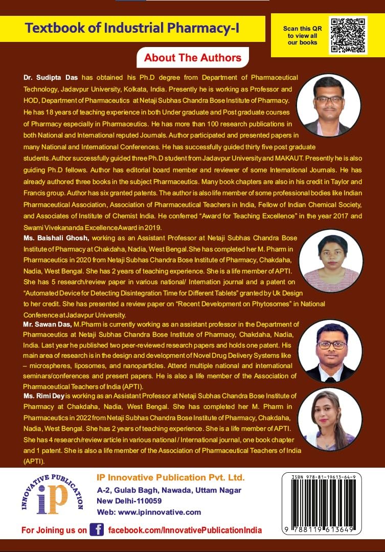 Textbook of Industrial Pharmacy-I for the Students of B.Pharm 5 Semester (First Edition, October 2024) - Retail Maharaj