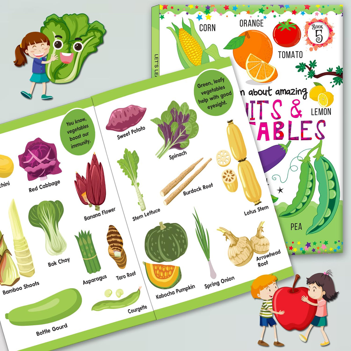 Hello Friend Books Let's Learn Giant Board Book: Fruits and Vegetables - Large Board Book with Beautifully Illustrated Images for Children to Learn - Retail Maharaj