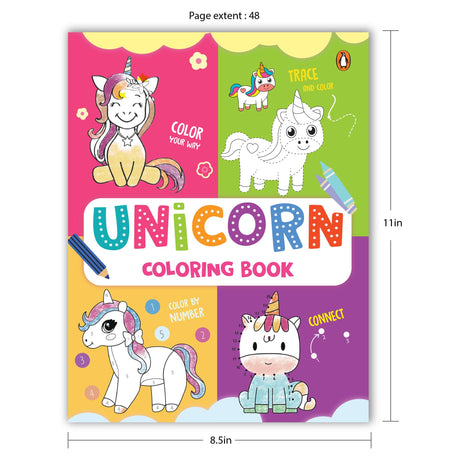 Unicorn Coloring Book: Fun Unicorn Coloring Activity Book for Kids | Includes Number Coloring, Dot-to-Dot, Tracing & Copy-Color Activities | Perfect ... I Ages 3+ [Penguin Early Learning Series] - Retail Maharaj