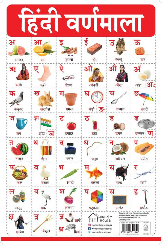 Hindi Varnmala - My First Early Learning Wall Chart: For Preschool, Kindergarten, Nursery And Homeschooling (19 Inches X 29 Inches) - Retail Maharaj