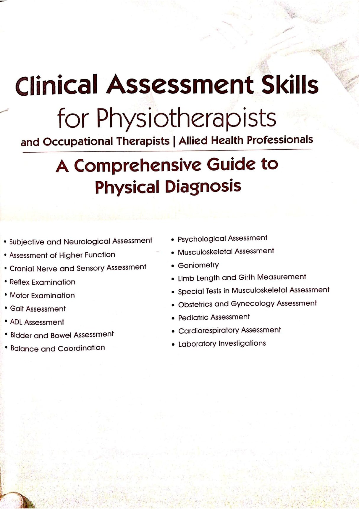 Clinical Assessment Skilss For Physiotherapists And Occupationals (Pb 2017) - Retail Maharaj