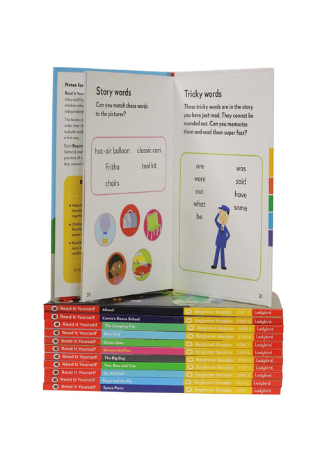 Read It Yourself with Ladybird: Phonics Readers Level 0: 12 Books Collection Box Set (Space Party, Pippa and the Pip, Go, Kit Cat!, Tim, Bess and Tess, The Big Dog, Banana Muffins and More) - Retail Maharaj