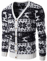 Ptyhk RG Pull de Noël boutonné décontracté pour homme Imprimé floral Noir L, Noir/blanc, L - Retail Maharaj