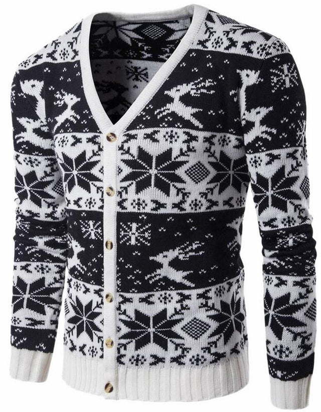 Ptyhk RG Pull de Noël boutonné décontracté pour homme Imprimé floral Noir L, Noir/blanc, L - Retail Maharaj