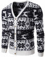 Ptyhk RG Pull de Noël boutonné décontracté pour homme Imprimé floral Noir L, Noir/blanc, L - Retail Maharaj