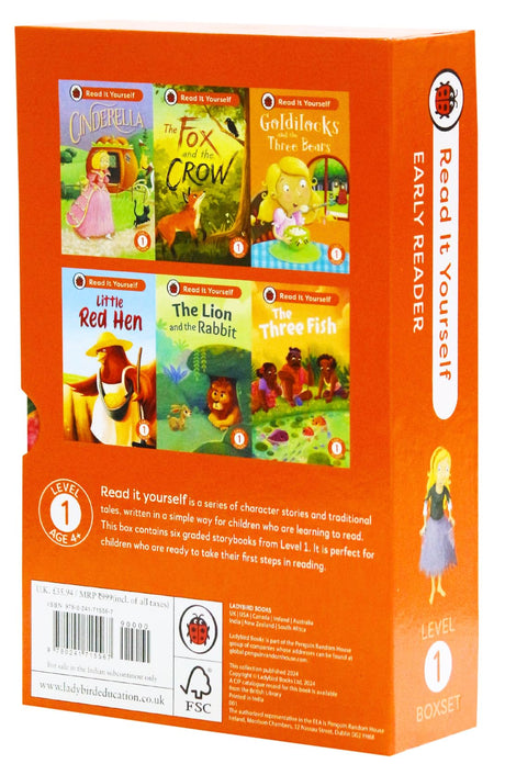 Read It Yourself with Ladybird: Early Readers Level 1: 6 Books Collection Box Set (Cinderella, The Three Fish, Little Red Hen, Goldilocks and the Three Bears, and The Lion and the Rabbit) - Retail Maharaj