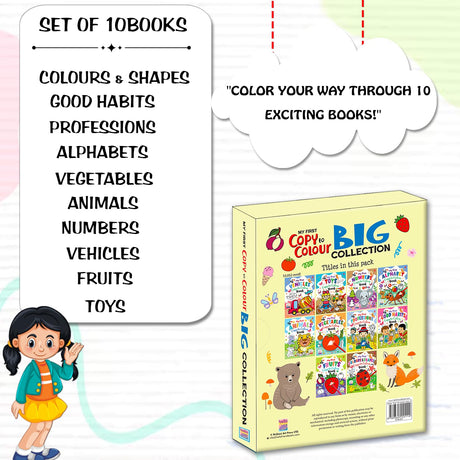 My First Early Learning Copy of Colouring Big 10 in 1 Collection Fun Activity Books for Kids, Children and Toddlers (Ages 2+ years) (Pack of 10) - Retail Maharaj