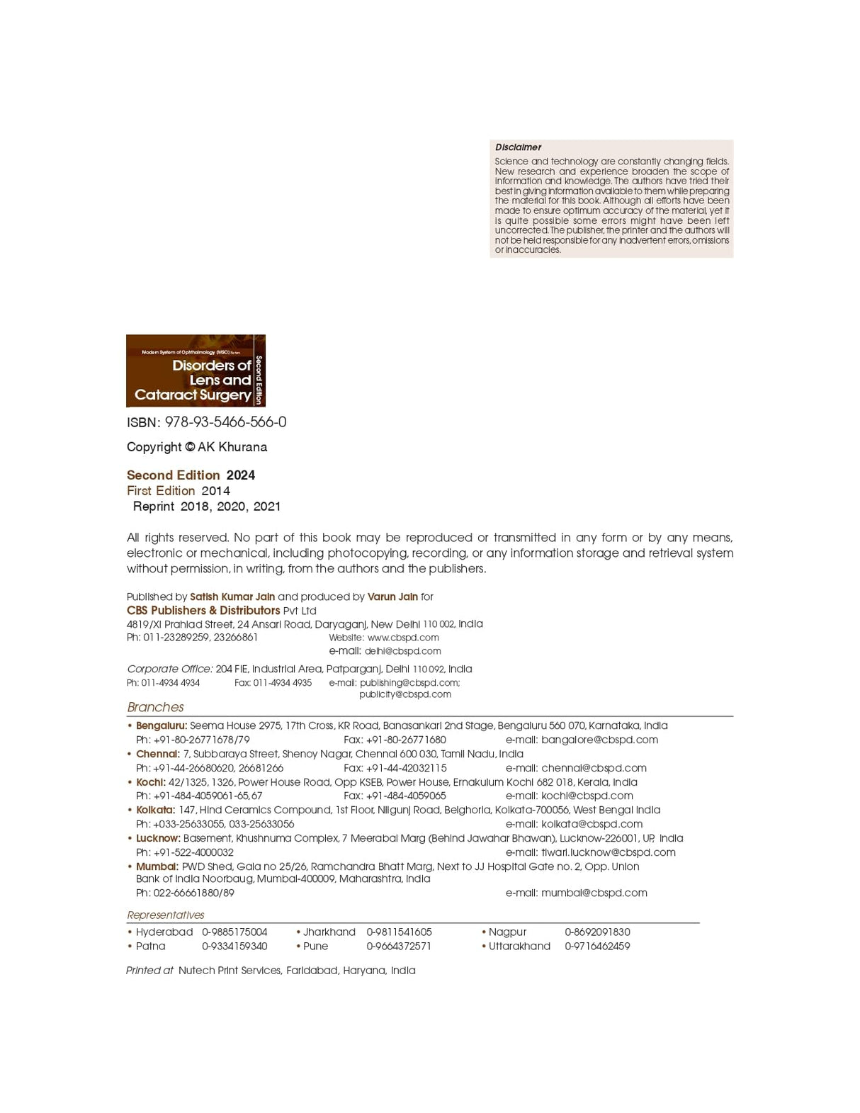 Disorders Of Lens And Cataract Surgery 2Ed (Hb 2024) Mso Series - Retail Maharaj
