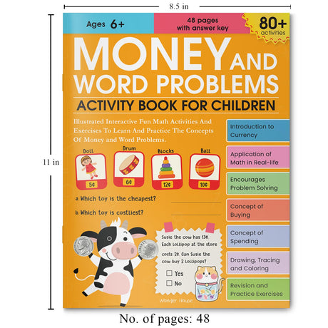 Money and Word Problems: Activity Book for Children Fun Math Word Challenges & Everyday Concepts | Ages 6–9 | Strengthen Reasoning & Problem-Solving Skills - Retail Maharaj