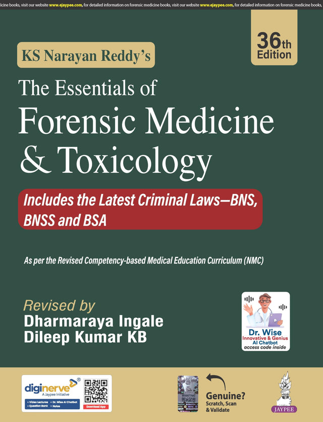 KS NARAYAN REDDY'S THE ESSENTIALS OF FORENSIC MEDICINE & TOXICOLOGY - Retail Maharaj