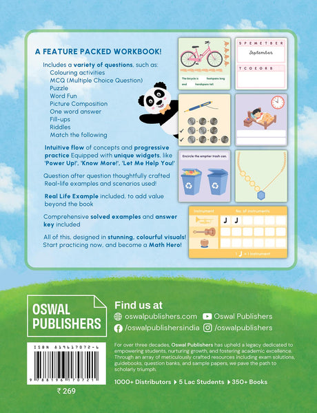 Key2Practice Maths Hero Workbook For Class 1 (Set of 3) : 226 Activity Based Worksheets ,Combo of (Numbers 1-100, Addition, Subtraction, Lines & ... Money, Time, Patterns, Data Handling) - Retail Maharaj