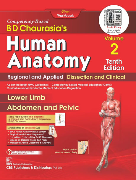 Bd Chaurasias Human Anatomy - 10Ed Vol 2 Regional And Applied Dissection And Clinical Lower Limb Abdomen And Pelvis With Free Workbook And Ebooks (Pb 2025) - Retail Maharaj