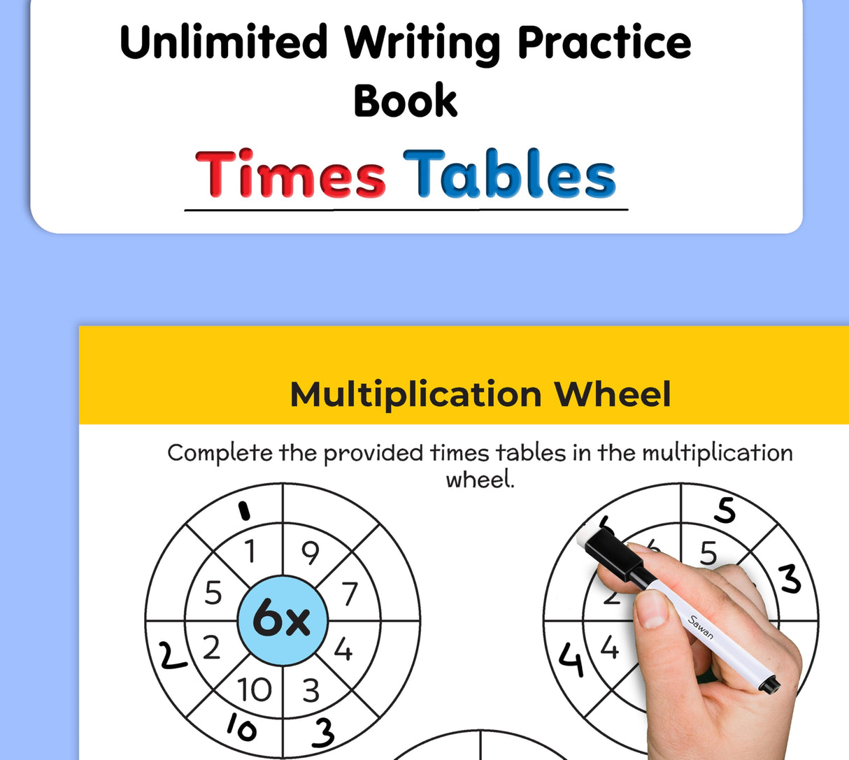 Multiplication Times Tables book : Unlimited Writing Practice book - Educational book for kids, Children learning Maths book with Write wipe Pen - Retail Maharaj