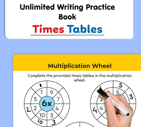 Multiplication Times Tables book : Unlimited Writing Practice book - Educational book for kids, Children learning Maths book with Write wipe Pen - Retail Maharaj