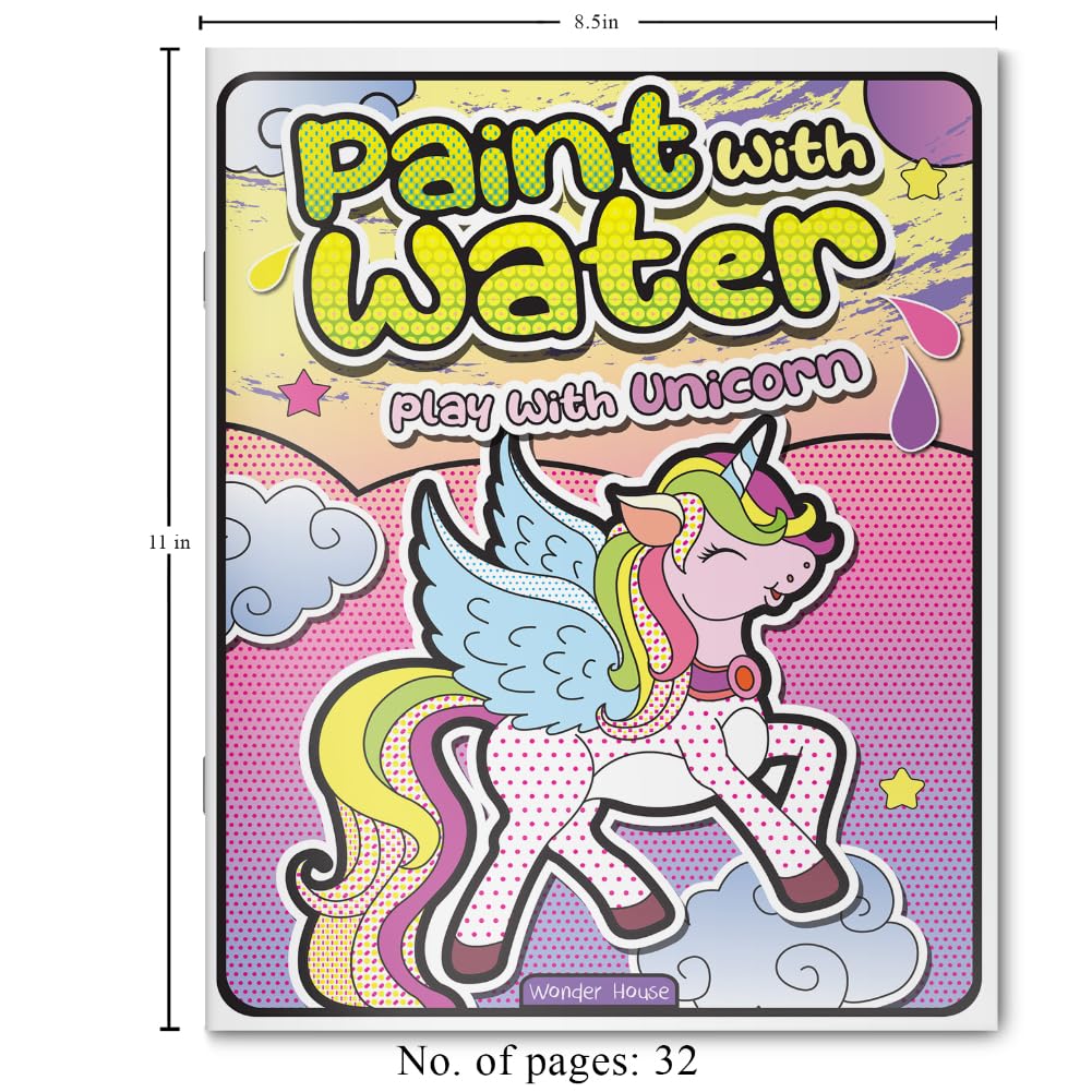 Paint with Water – Play with Unicorns Magical Scenes to Paint with Just Water | Ages 3–6 | 2+ Hours of Imaginative, Mess-Free Art Fun - Retail Maharaj