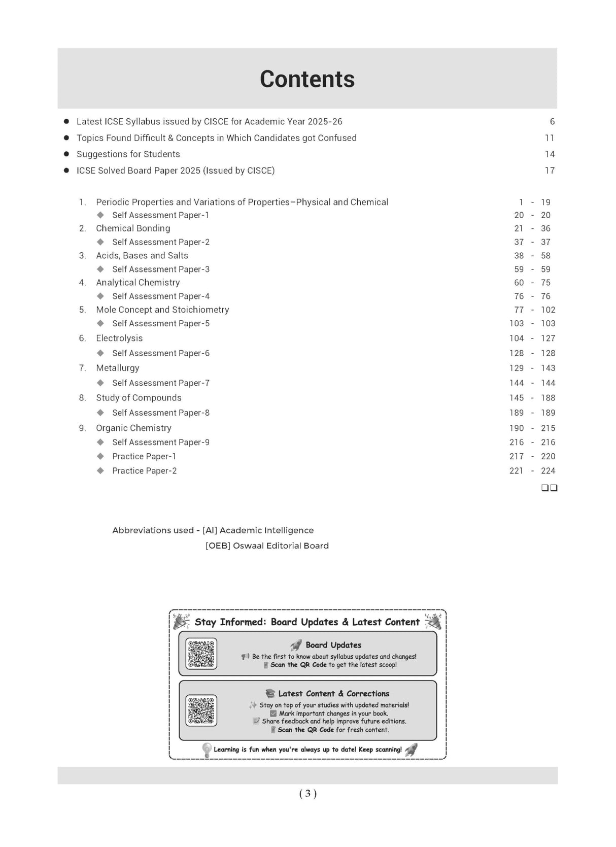 Oswaal ICSE Question Bank Chapterwise & Topicwise Solved Papers Class 10 Chemistry For 2026 Exam - Retail Maharaj