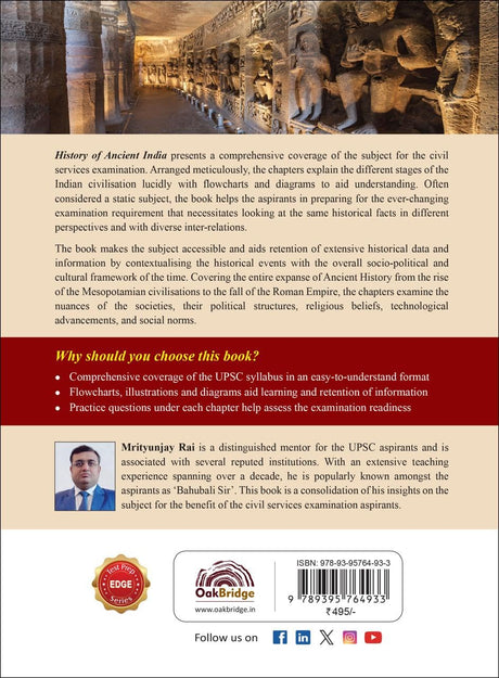 History of Ancient India for UPSC Civil Services Prelims and Mains | With Comprehensive coverage of the UPSC, Flowcharts, illustrations and diagrams | UPSC Exam 2024 | Mrityunjay Rai | OakBridge - Retail Maharaj