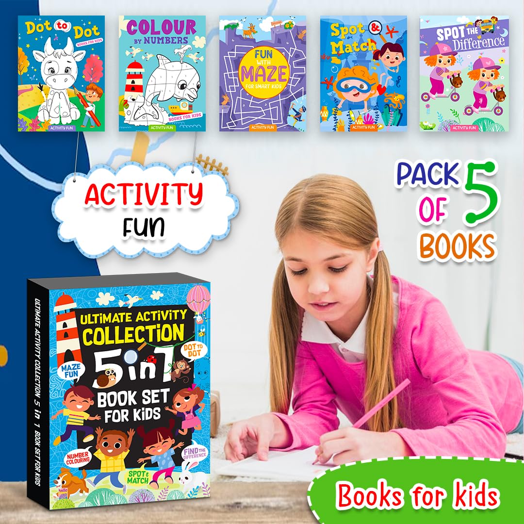 5-in-1 Ultimate My First Early Learning Educational Colouring Picture Activity Books for Kids, Children and Toddlers - Ages 3+ years (Pack of 5) - Retail Maharaj
