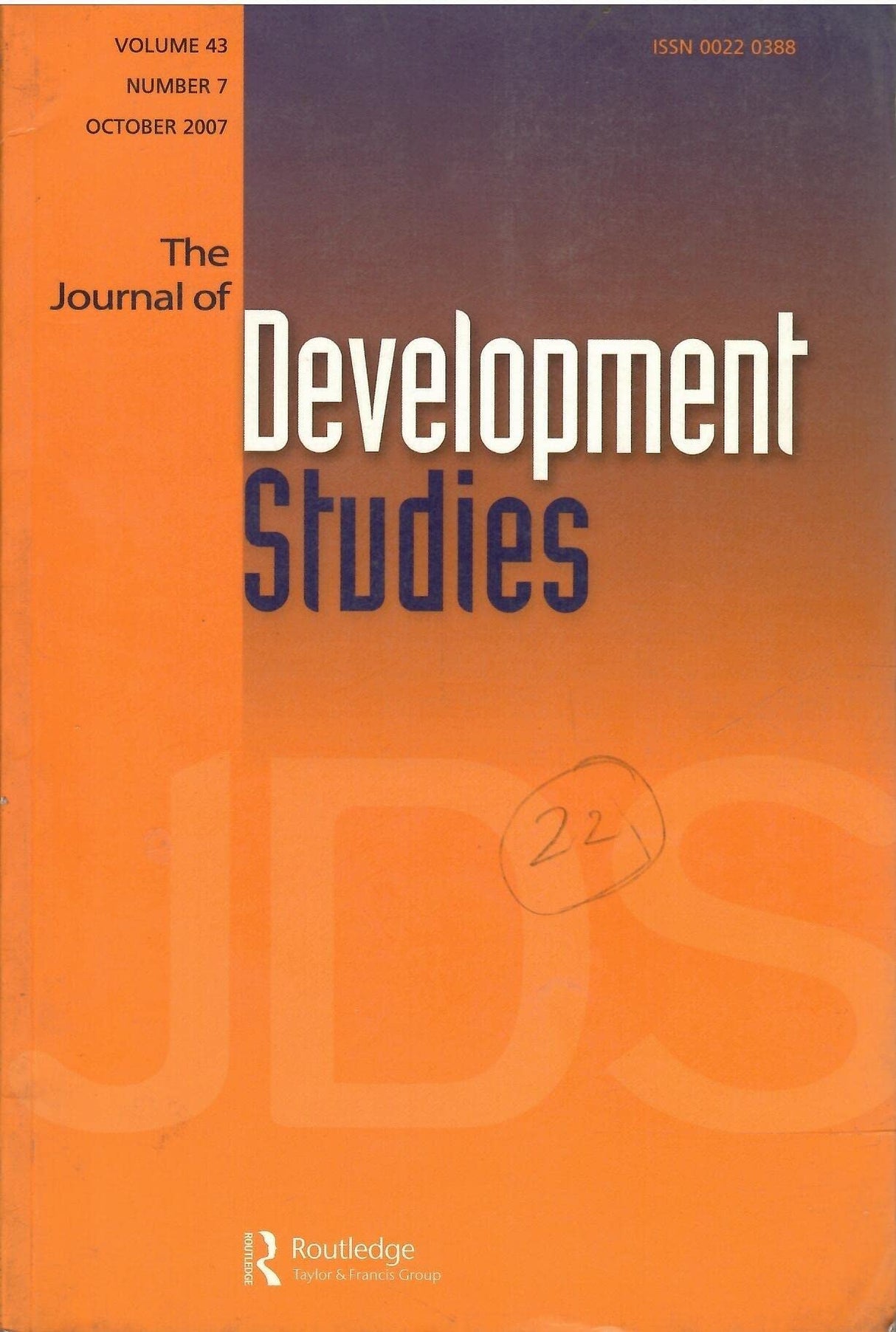 The Journal Of Development Studies - Vol. 43 No. 7 {2007 October}