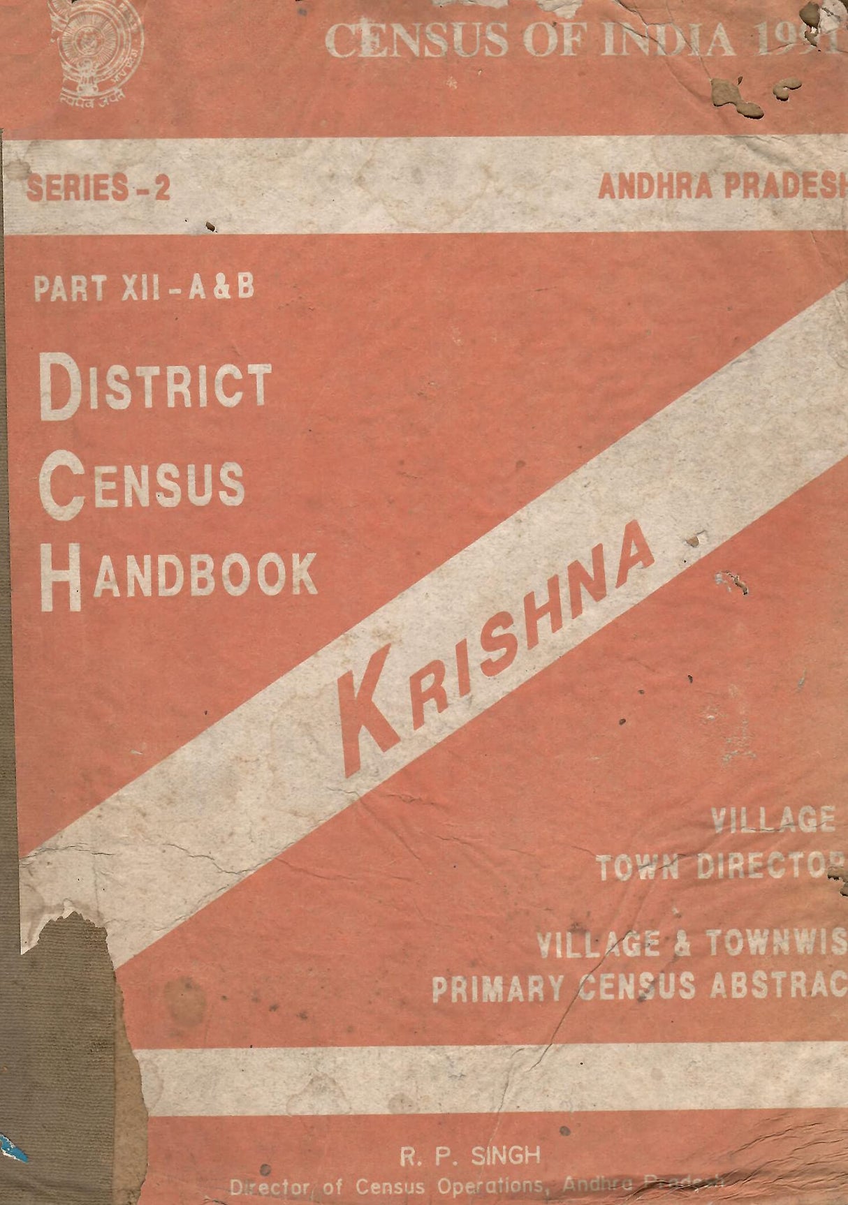Census of India 1991 - Andhra Pradesh - Krishna - District Census Handbook - Village & Town Directory - Village Townwise Primary Census Abstract [Hardcover] R. P. Singh