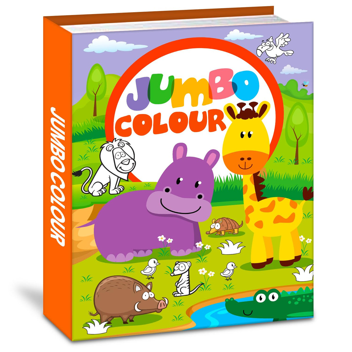 Hello Friend Books Safari Animals Colouring Book: Jumbo Copy Colouring - Practice Drawing, Painting and Colouring with Reference for Kids - Retail Maharaj