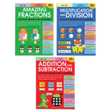 Math Activity Books Bundle 2 – Multiply / Fraction / Addition (Pack of 3 Books) - Retail Maharaj