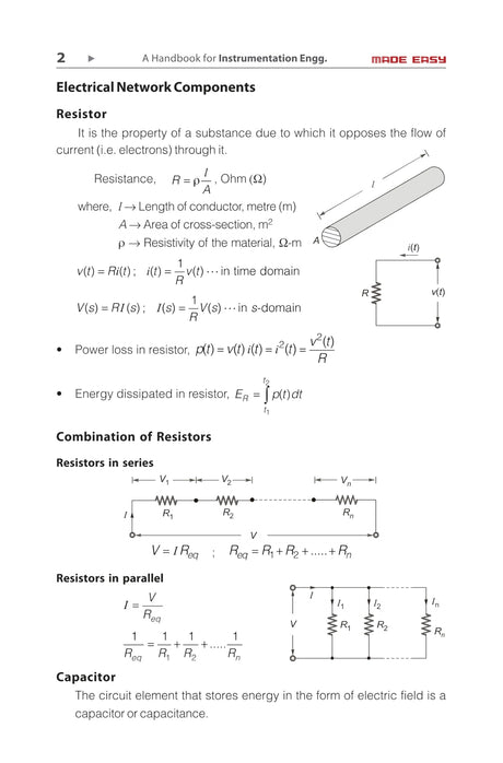 A Handbook on Instrumentation Engineering | Formulae Book | For GATE, PSUs & Other Competitive Exams | Well illustrated formulae and key theory concepts | By Made Easy - Retail Maharaj