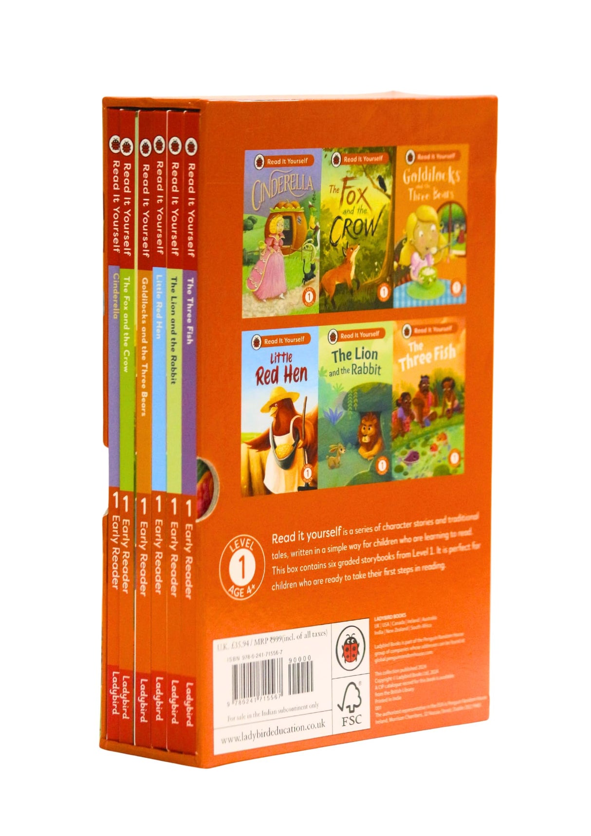 Read It Yourself with Ladybird: Early Readers Level 1: 6 Books Collection Box Set (Cinderella, The Three Fish, Little Red Hen, Goldilocks and the Three Bears, and The Lion and the Rabbit) - Retail Maharaj