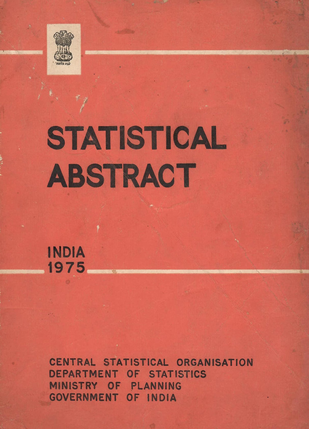 Statistical Abstract India 1975 [Hardcover] Ministry of Planning