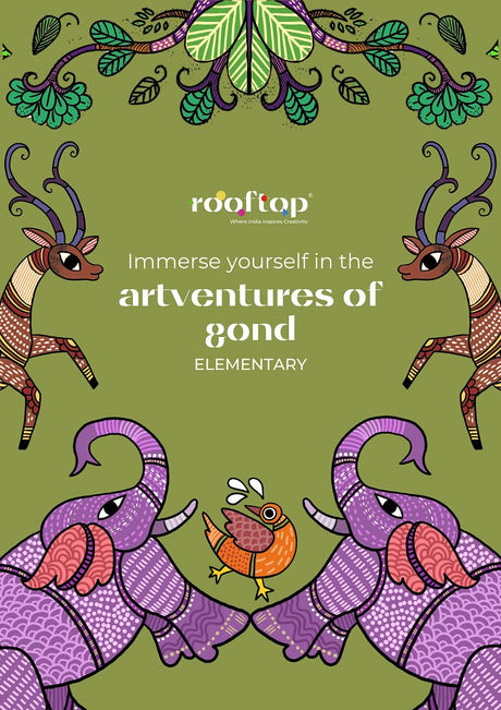Rooftop Artventures of Gond - Elementary | PAPERBACK (Softcover) | Children's Drawing & Colouring Art Book | Elementary Gond Art Coloring Pages , ... Compositions: English (Artventures of Warli) - Retail Maharaj