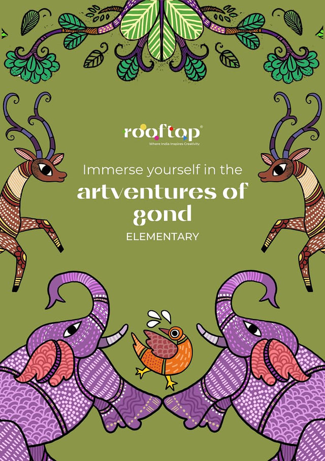 Rooftop Artventures of Gond - Elementary | PAPERBACK (Softcover) | Children's Drawing & Colouring Art Book | Elementary Gond Art Coloring Pages , ... Compositions: English (Artventures of Warli) - Retail Maharaj