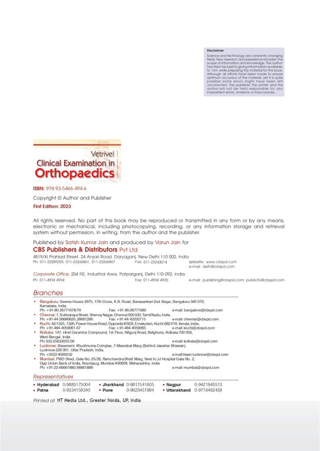 Vetrivel Clinical Examination In Orthopaedics [Paperback] S Vetrivel Chezian - Retail Maharaj
