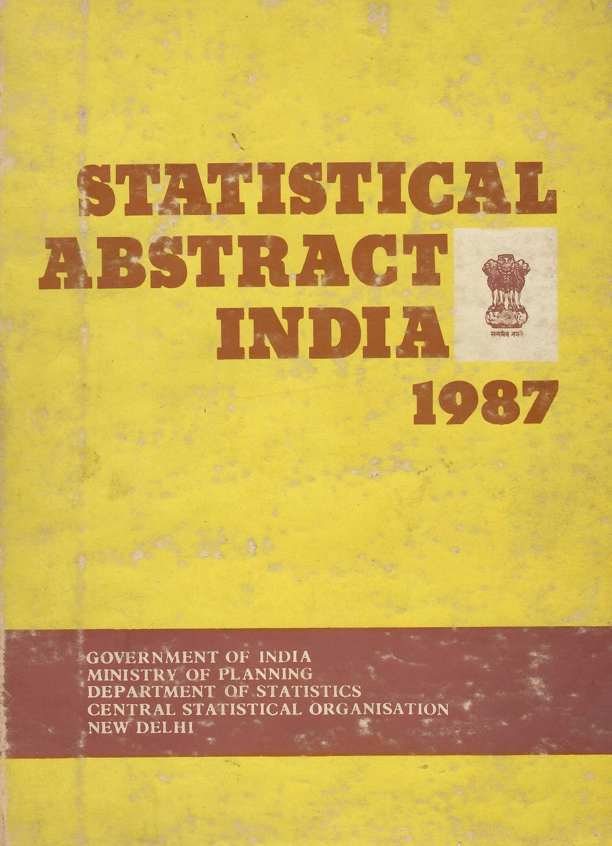 Statistical Abstract India 1987 [Hardcover] Ministry of Planning