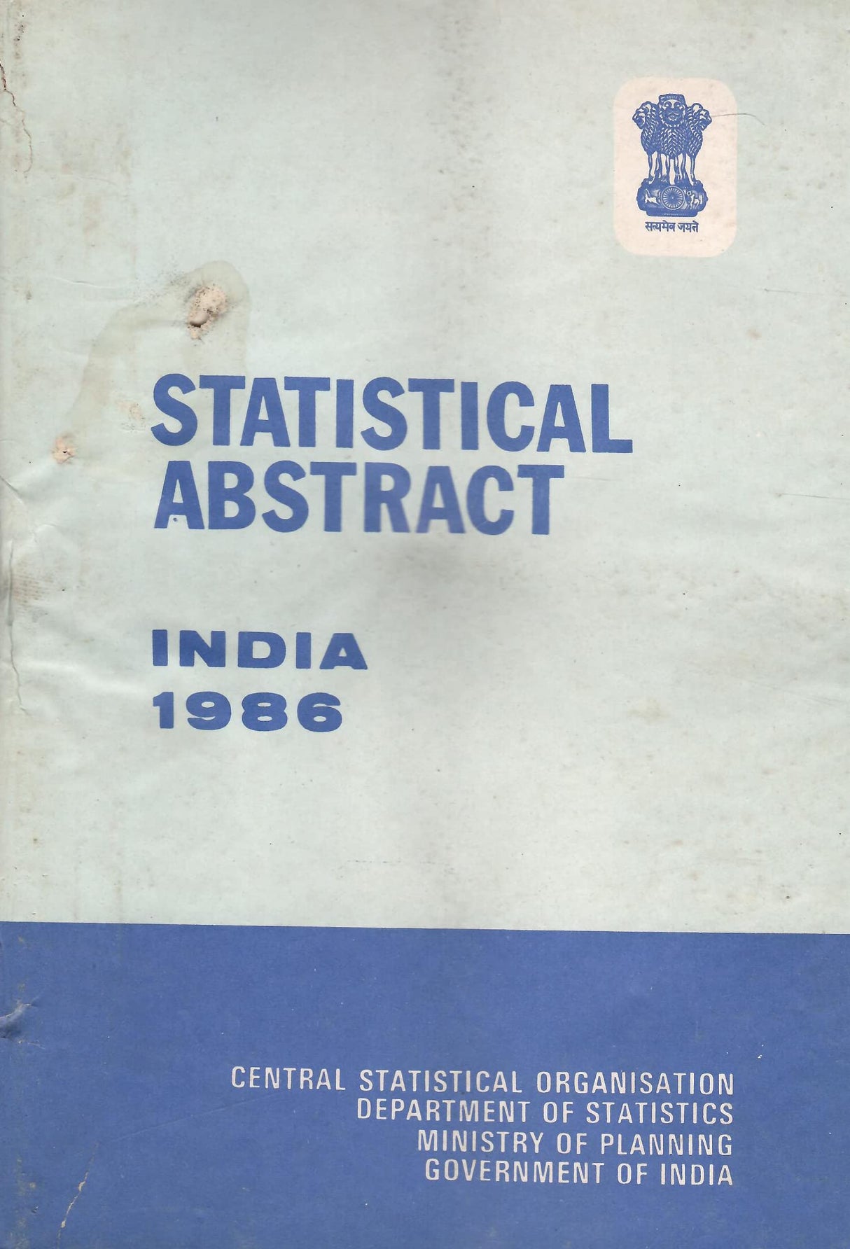 Statistical Abstract - India 1986 [Hardcover] Govt. of India
