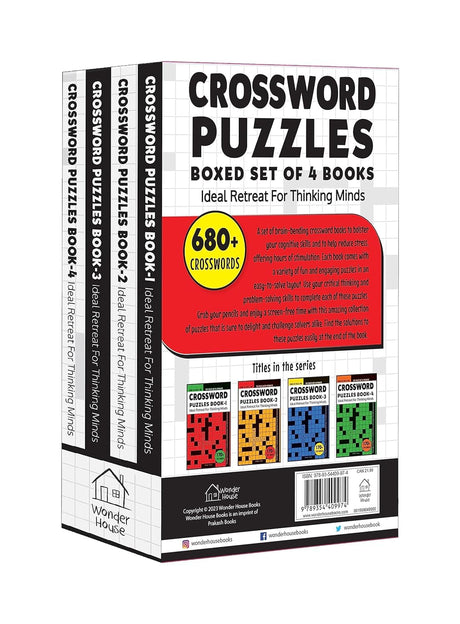 Crossword Puzzles Boxed Set (Set of 4 Books): Fun Word Games to Boost Vocabulary & Spelling | Ages 7–12 | 200+ Brain-Teasing Puzzles for Kids - Retail Maharaj