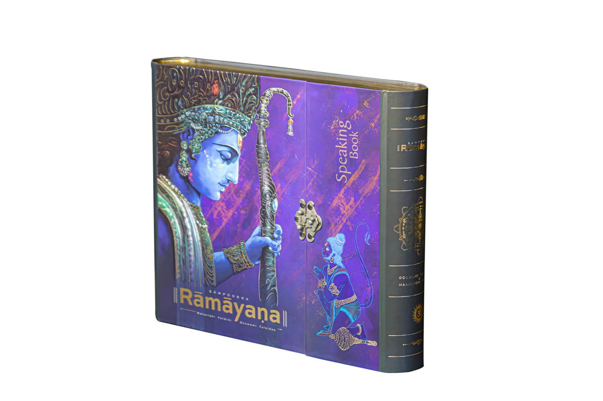 Sampoorna Ramayana The World’s First Talking Ramayana with Interactive Audio in 4 Languages | 800+ Pages, 200+ Illustrations, 24 Bhajans, Ram Katha, ... (Unveil the Divine Journey of Lord Rama) - Retail Maharaj