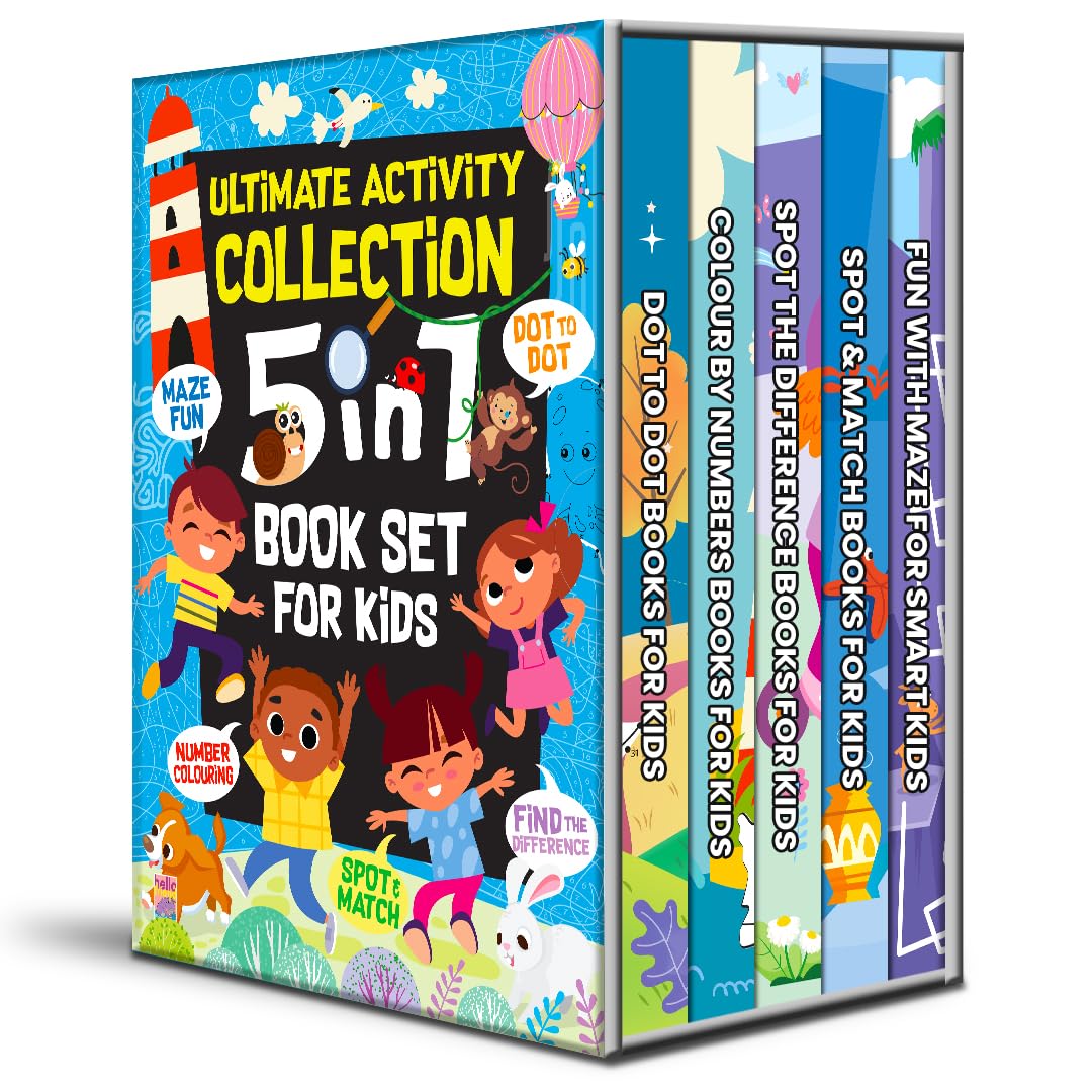 5-in-1 Ultimate My First Early Learning Educational Colouring Picture Activity Books for Kids, Children and Toddlers - Ages 3+ years (Pack of 5) - Retail Maharaj