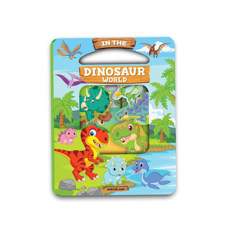 In the Dinosaurs World Die Cut Window Board Book for Kids Age 3+ | Early Learning Picture Book with Fun Dinosaur Facts, Bright Pages & Die-Cut Shape Design for Easy Page Turning - Retail Maharaj
