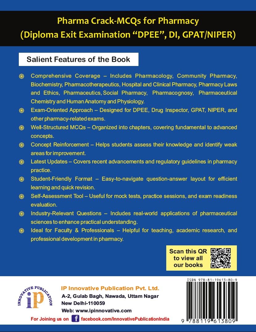 MCQs for Pharmacy (Diploma Exit Examination DPEE, DI, GPAT, NIPER) - Set of 2 Volumes - Retail Maharaj