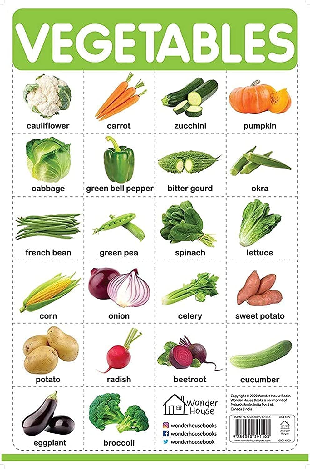 Vegetables - My First Early Learning Wall Chart: For Preschool, Kindergarten, Nursery And Homeschooling (19 Inches X 29 Inches) - Retail Maharaj