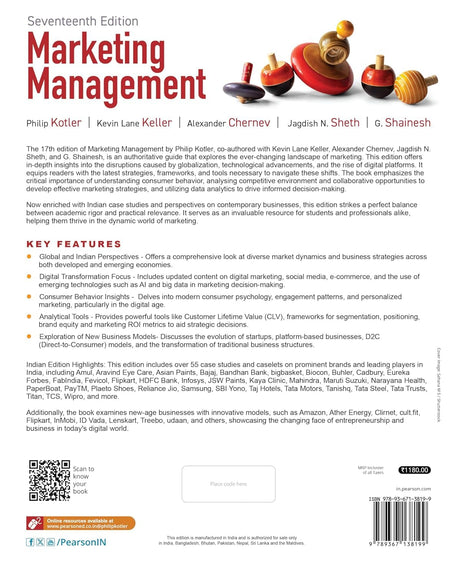 Pearson Combo Books – Marketing Management, (17th Edition) + Marketing Management: Indian Cases, 2nd Edition | Set of 2 Books | MBA & Business Enthusiast | - Pearson - Retail Maharaj