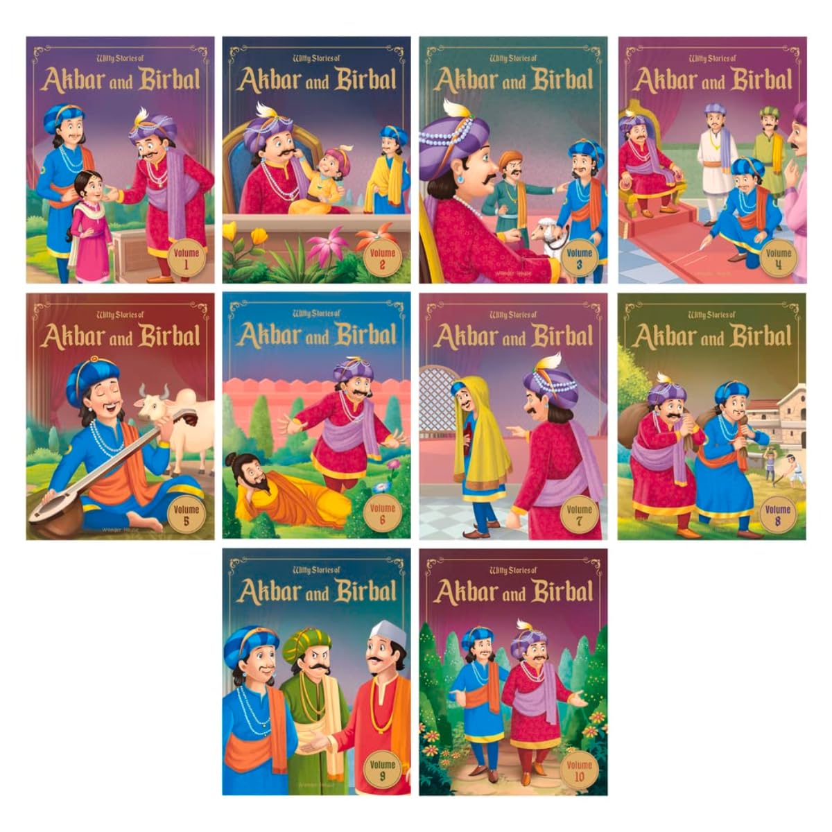Witty Stories of Akbar and Birbal - Collection of 10 Books: Illustrated Humorous Stories For Kids - Retail Maharaj