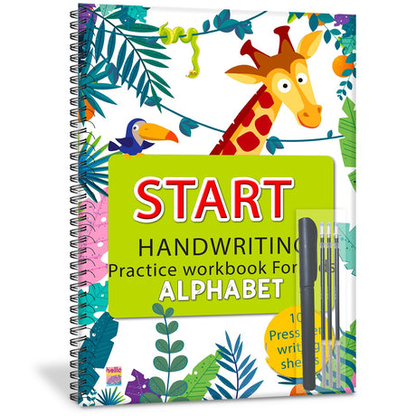 Start Handwriting Practice Alphabet Writing Books English Language - Letter Word and Sentence Writing Practice illustrated Book, Fun and Educational - Ages 2+ Years - Retail Maharaj