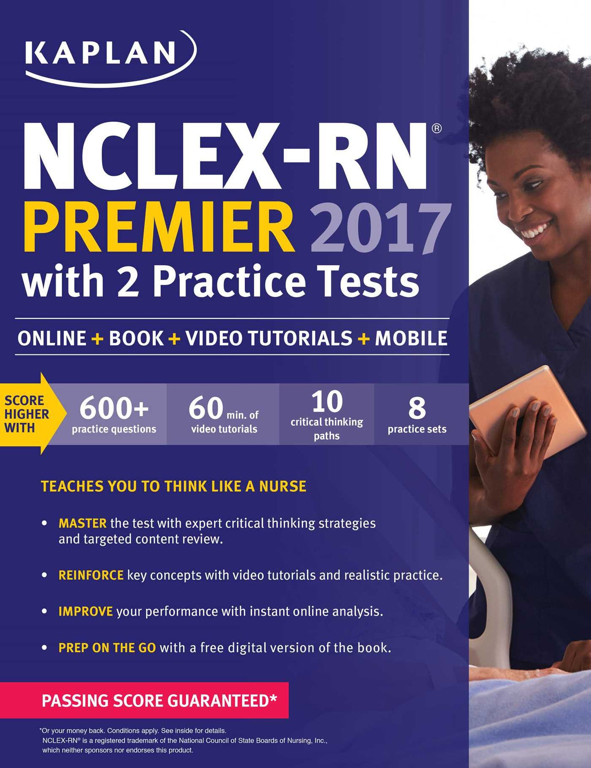 NCLEX-RN PREMIER 2017 WITH 2 PRACTICE TESTS: Online + Book + Video Tutorials + Mobile (Kaplan Test Prep) - Retail Maharaj